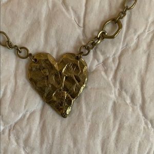 Anthropologie Brass/Gold Heart Necklace
